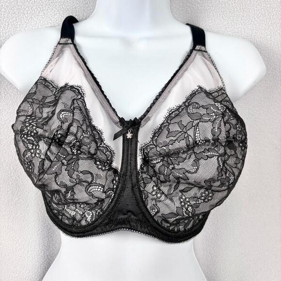 WACOAL 40G Black Retro Chic Full Figure Underwire Bra Mesh Plus Size 855186 - Picture 8 of 15